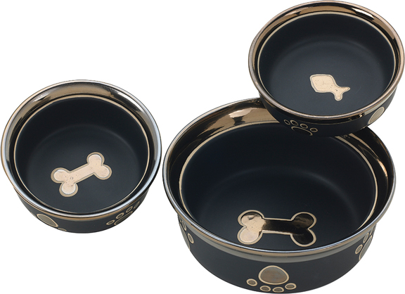 RITZ COPPER RIM DOG DISH 7" BLK