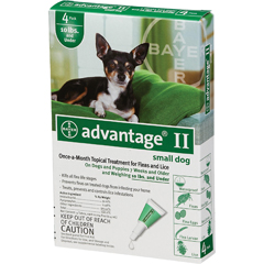 ADVANTAGE II DOG 0-10LB 4PK GREE