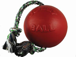 DOG TOY ROMP ROLL RED BALL 8IN